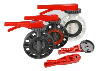  Válvula de mariposa sin actuador con reborde FRPP PP PP de alta calidad Plástico agua Worm Gear Manual mariposa válvula PVC UPVC CPVC Válvula de mariposa tipo brida de oblea