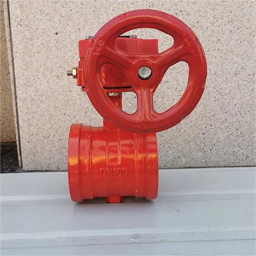 Fire Protection Signal Gearbox Operated Centre Sealing Rubber Seal Grooved Butterfly Valve