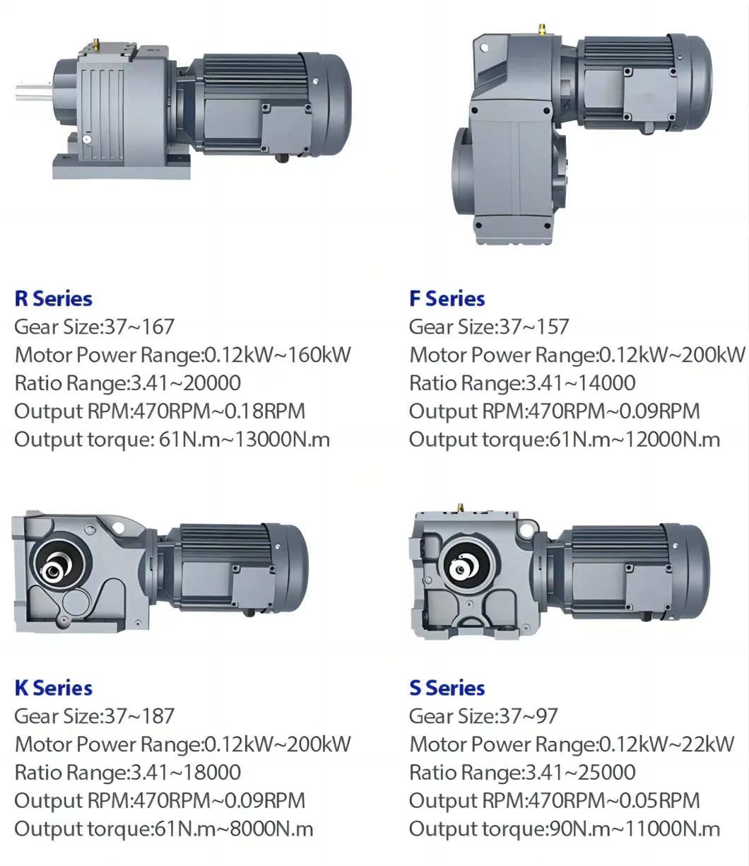 F Series High Torque Castion Iron Gear Reduction Motors Helical Shaft Gearbox with OEM Custom F17/F27/F37/F47/F57/F67/F77/F87