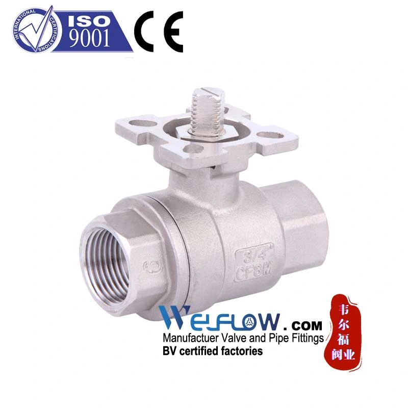 Stainless Steel 2PC Ball Valve with High Mounting Pad