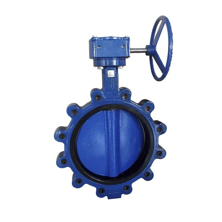 DN50 Pn16 Ductile Iron Wafer Type Worm Gear Box Operated Butterfly Valve