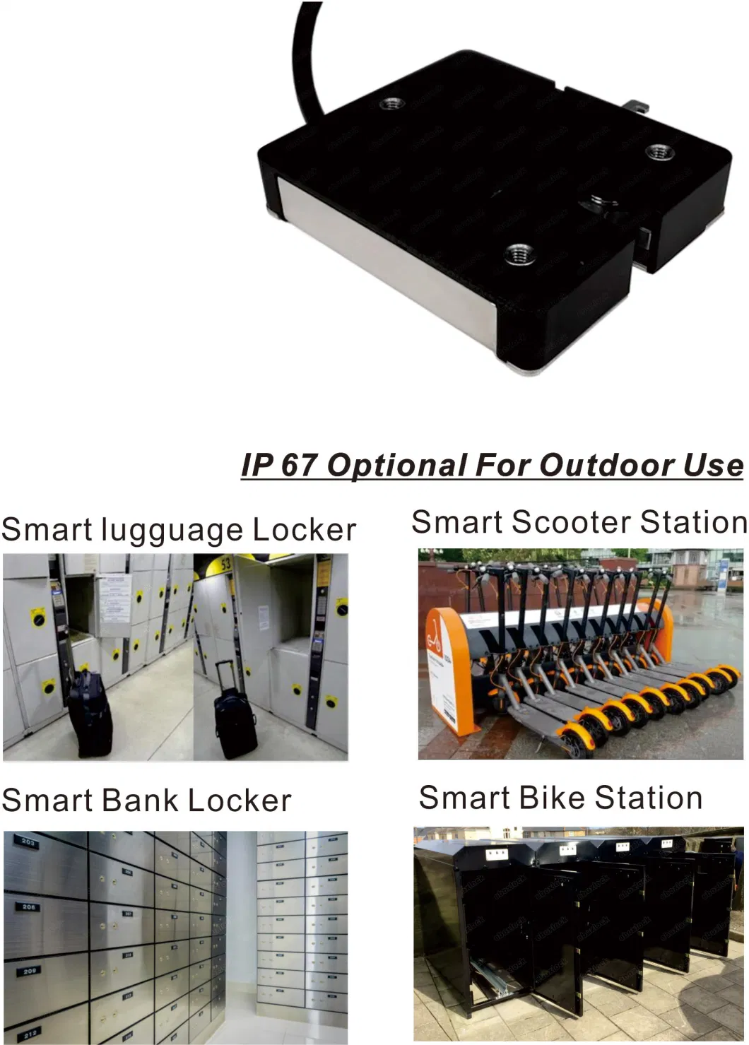 Push to Close Smart Lock with Reporting and Mechanical Override for Outdoor Automated Parcel Locker