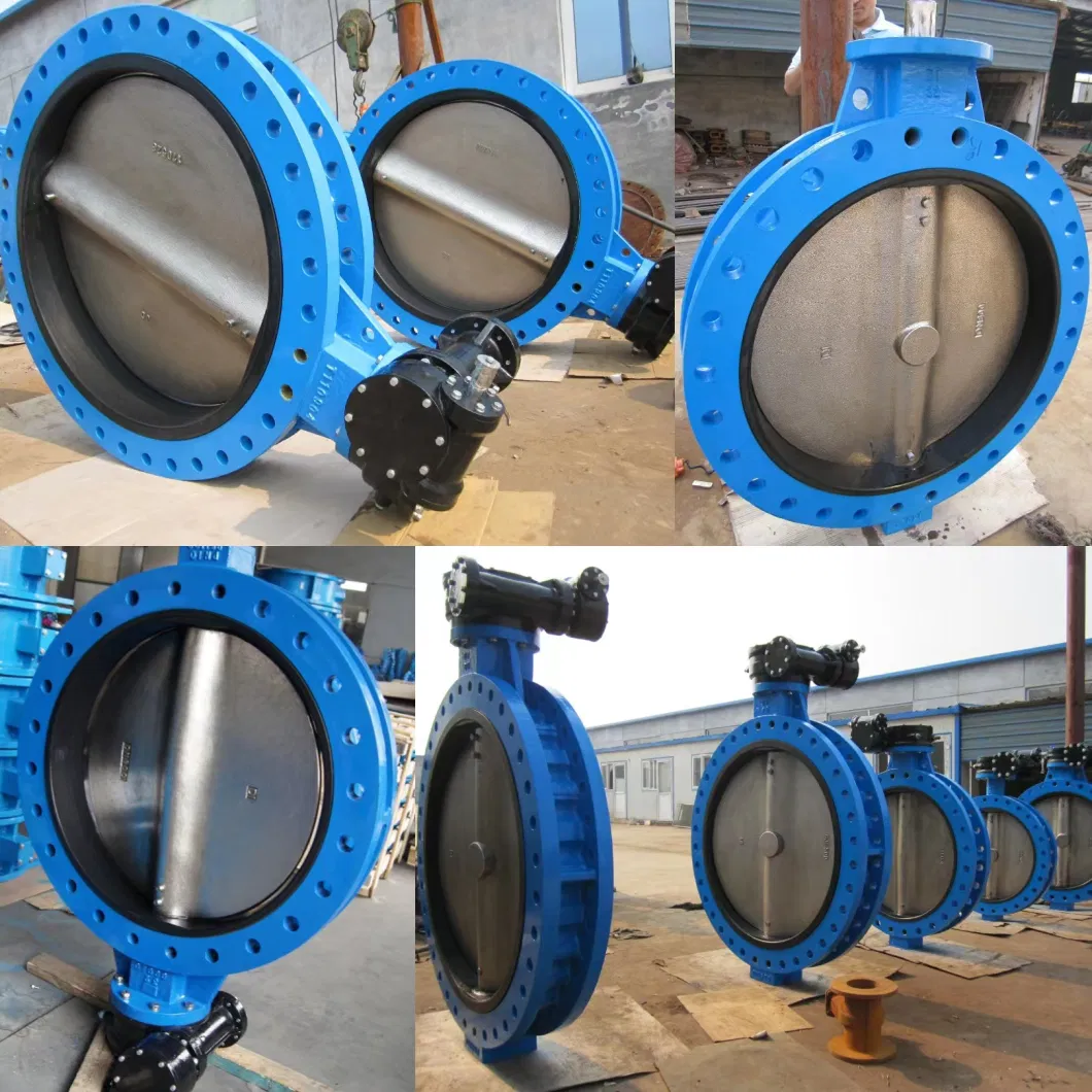 U-Pattern EPDM Seal Double Flanged Butterfly Valve with Gearbox Handwheel Hand Lever