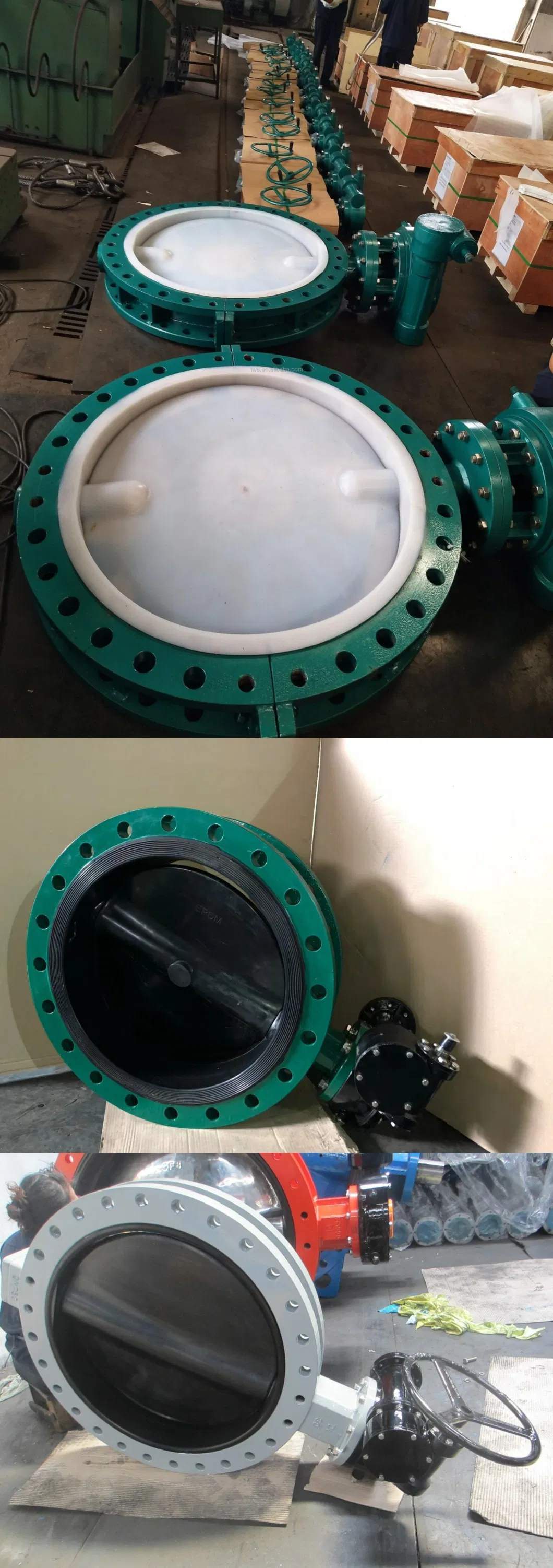 U-Pattern EPDM Seal Double Flanged Butterfly Valve with Gearbox Handwheel Hand Lever
