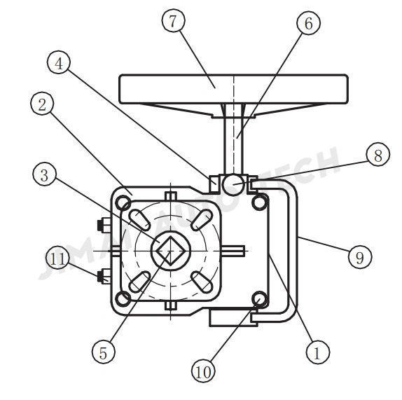 Pneumatic Actuator Declutchable Manual Override Worm Gearbox