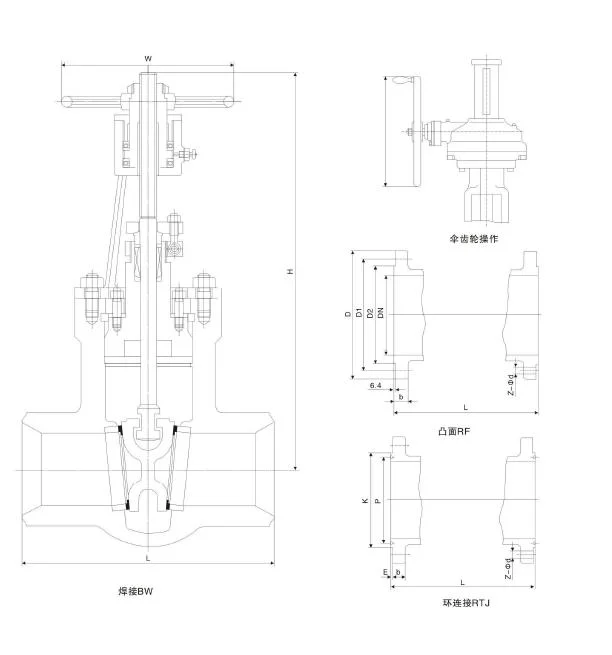High Temperature Pressure Seal Gearbox Gate Valve with Bypass Valve