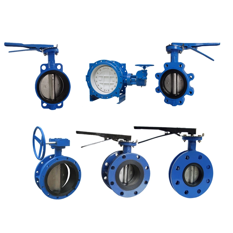 Pn16 Worm Gear Actuator Ductile Iron Rubber Sealing Wafer Type Butterfly Valve