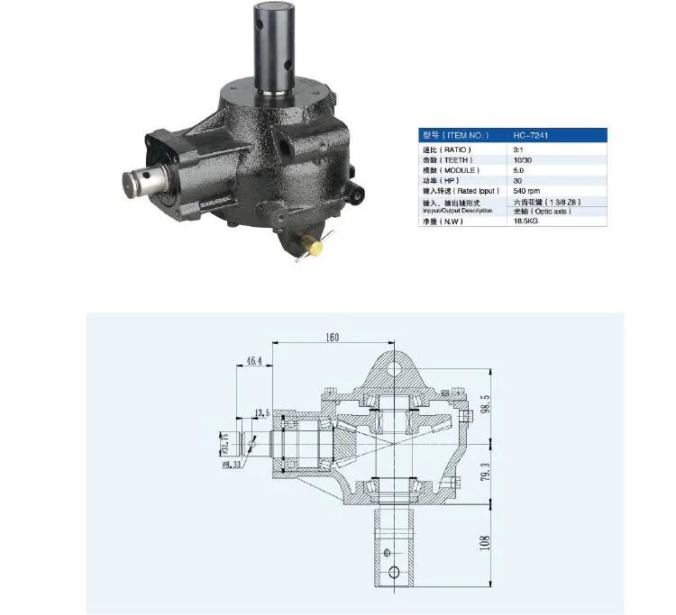 90 Degree Agricultural Pto Gearbox for Tractor Slasher Rotary Tiller