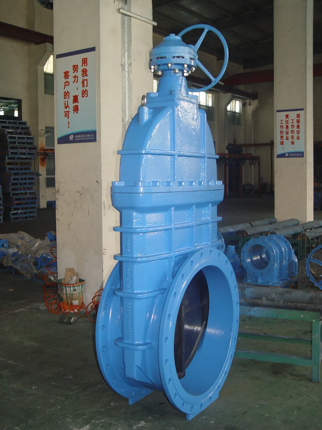 Double Flange Resilient Seated Gate Valve with Gearbox Expory Coating
