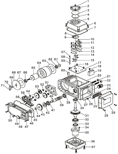 Manual Electric Actuators Hea (A) with Three-Way Ball Valve Quarter Turn ISO5211 Connection