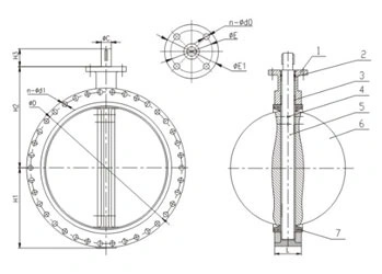 Worm Gear Operated Rubber Seal U Flange Type Butterfly Valve for Sea Water