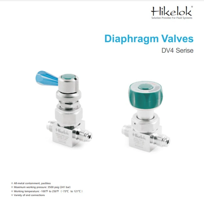 Hikelok High Pressure 3500 Psi 1/8 1/4 in. Od VCR Manual Pneumatic Actuator Diaphragm Valve