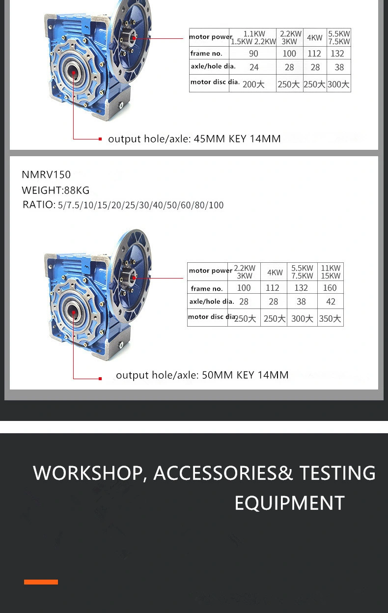 Aluminum Housing Transmission Reduction Speed Reducer Gear Wheel Drive Nmrv Nmrv050 030 063 040 Worm Gearbox