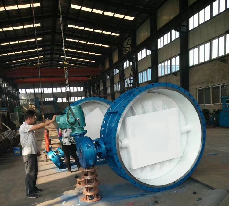 Ductile Iron Material Eccentric Double Flanged Butterfly Valve with Gear Box