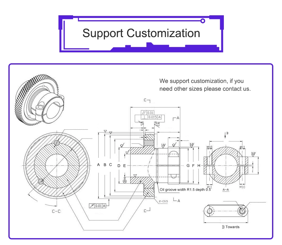 OEM Design Precision CNC Brass/Copper Round Bore Transmission Worm Spur Gears