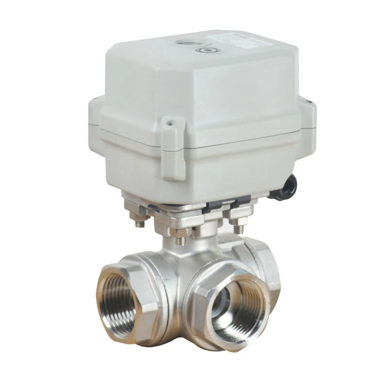 Dn25 L Port Motorized Valve 3 Way Motor Valve with Manual Override