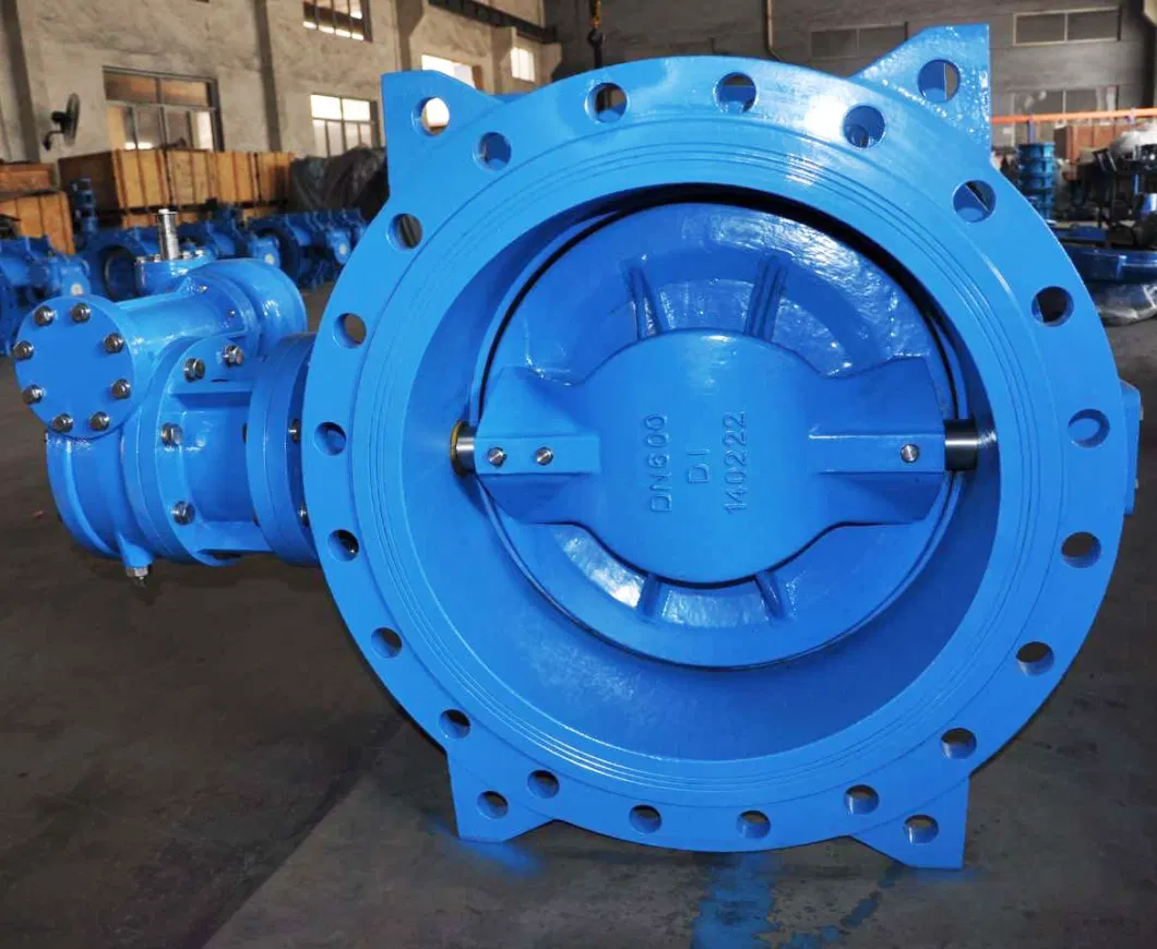 Ductile Iron Material Eccentric Double Flanged Butterfly Valve with Gear Box