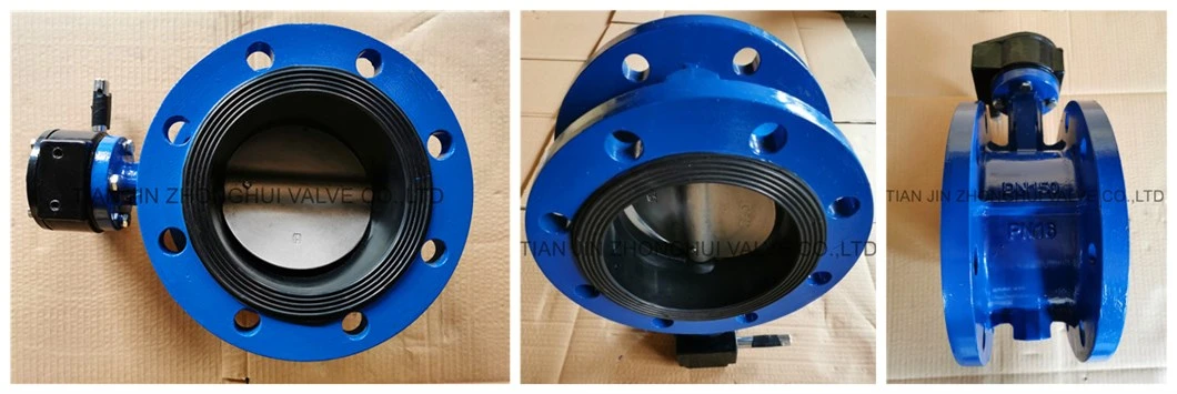 Manual Double Flanged Butterfly Valve with Handle Lever
