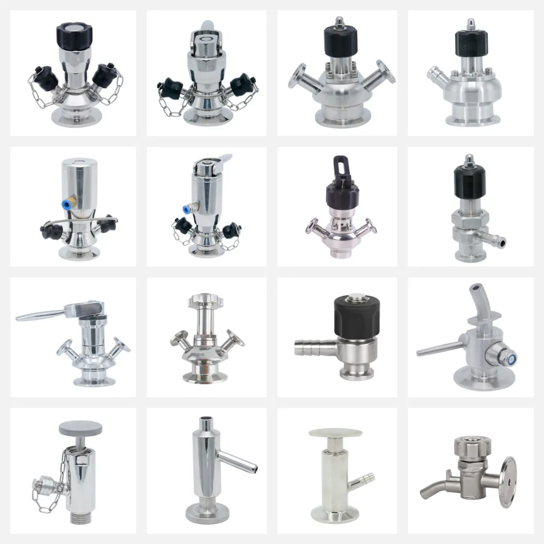 Stainless Steel SS316 Sanitary Hygienic Manual Aseptic Clamped Sample Valve with Chain