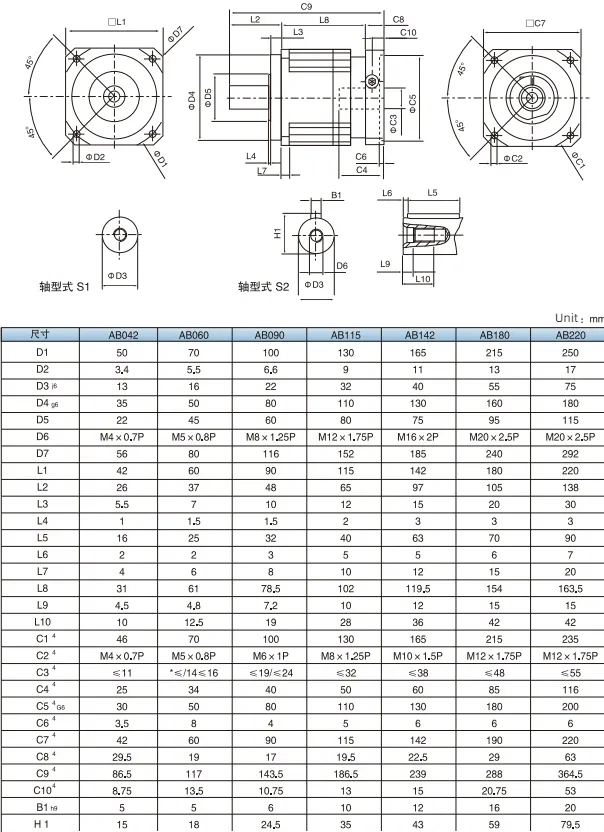 Ab Series Aluminium Helical Bevel Planetary Gearboxes High Torque Planetary Gearbox for Servo Motor