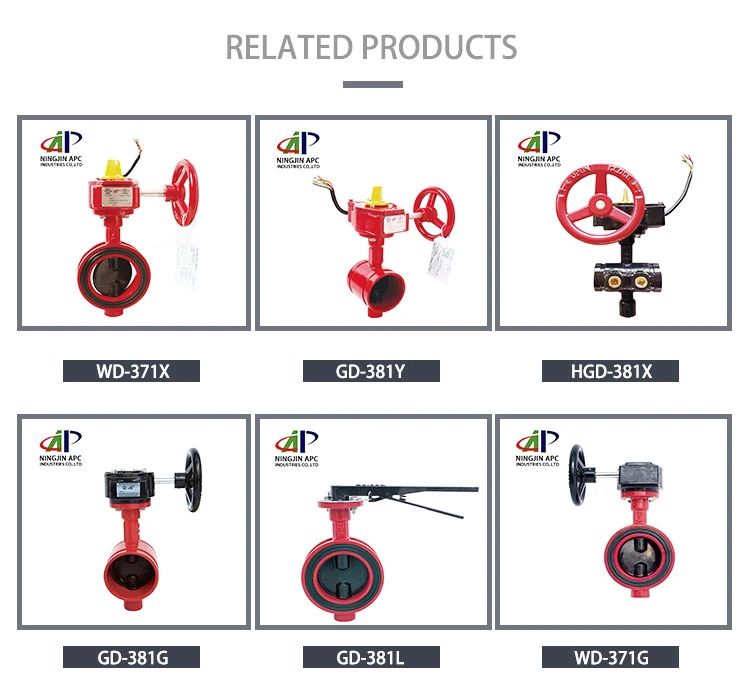 Fire Protection UL FM Approved Red Wafer Butterfly Valve with Signal Gearbox 12&quot;