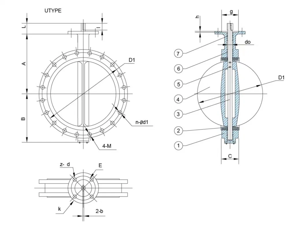 U-Pattern EPDM Seal Double Flanged Butterfly Valve with Gearbox Handwheel Hand Lever