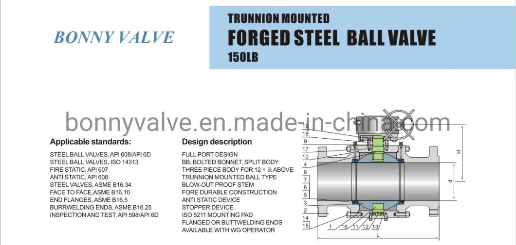 Trunnion Mounted Ball Valve with Gear Box