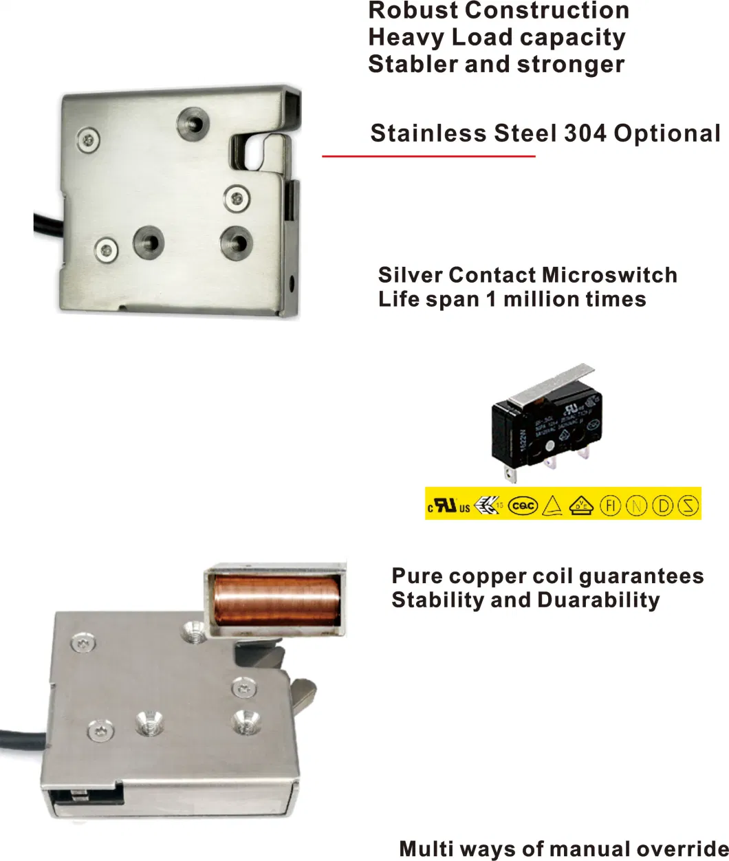 12VDC/24VDC Electric Keyless Lock for Locker Cabinet with Reporting and Manual Override