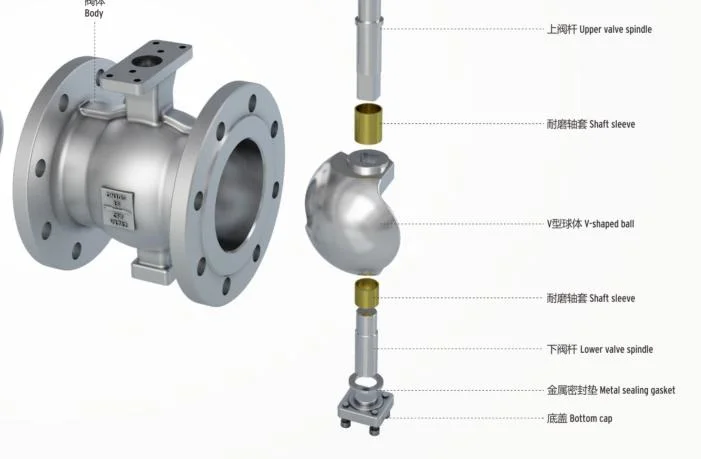 Cast Steel/Stainless Steel V-Type Trunnion/ Fixed Wafer/Flange Ball Valve with Pneumatic/Electric/Worm Gear/Manual Operation