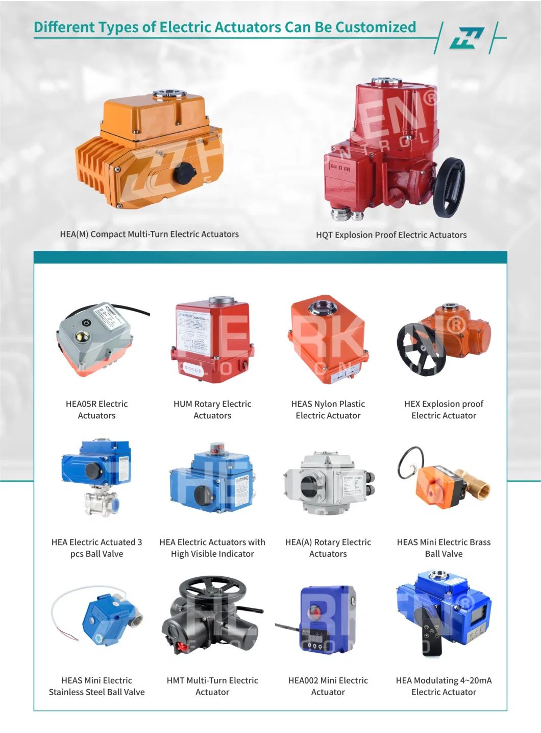 Manual Electric Actuators Hea (A) with Three-Way Ball Valve Quarter Turn ISO5211 Connection