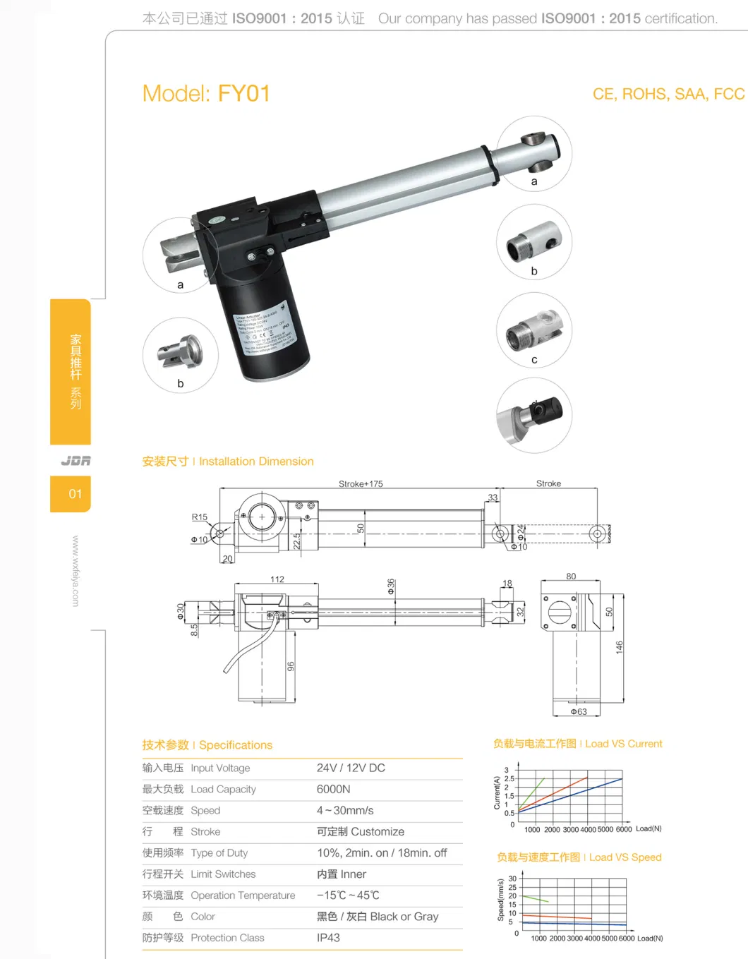 Recliner Replacement Parts Linear Actuator with Manual Release Function