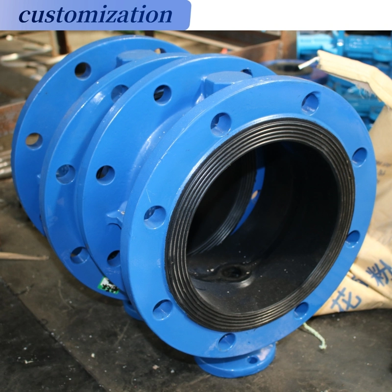 Pn16 Worm Gear Ductile Iron Double Flange Eccentric Butterfly Valve