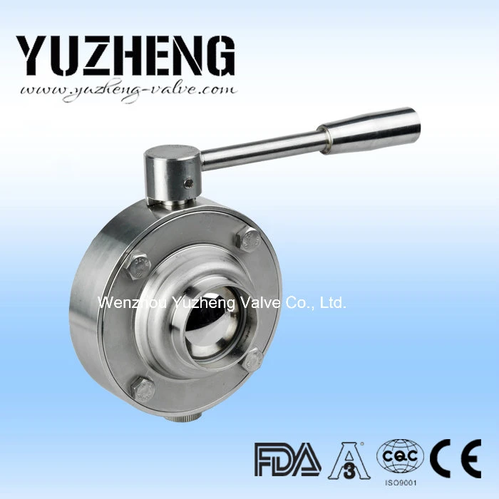 Sanitary Food Grade Stainless Steel Tri-Clamp/Welded/Threaded Butterfly Valve with Manual Handle/Pneumatic Actuator