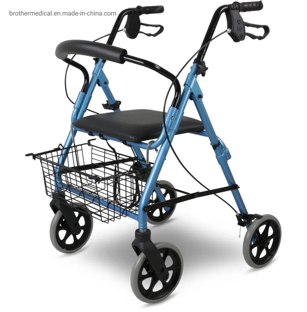 Folding Walker Frame Light Weight Rollator Manual Outdoor for Elderly Home Care