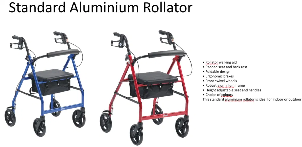 Folding Walker Frame Light Weight Rollator Manual Outdoor for Elderly Home Care