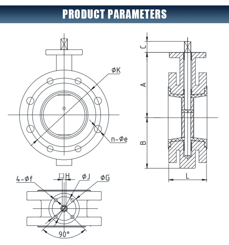 Chain Wheel Stainless Steel DN400 16inch Class Offset Double Eccentric Flange Butterfly Valve