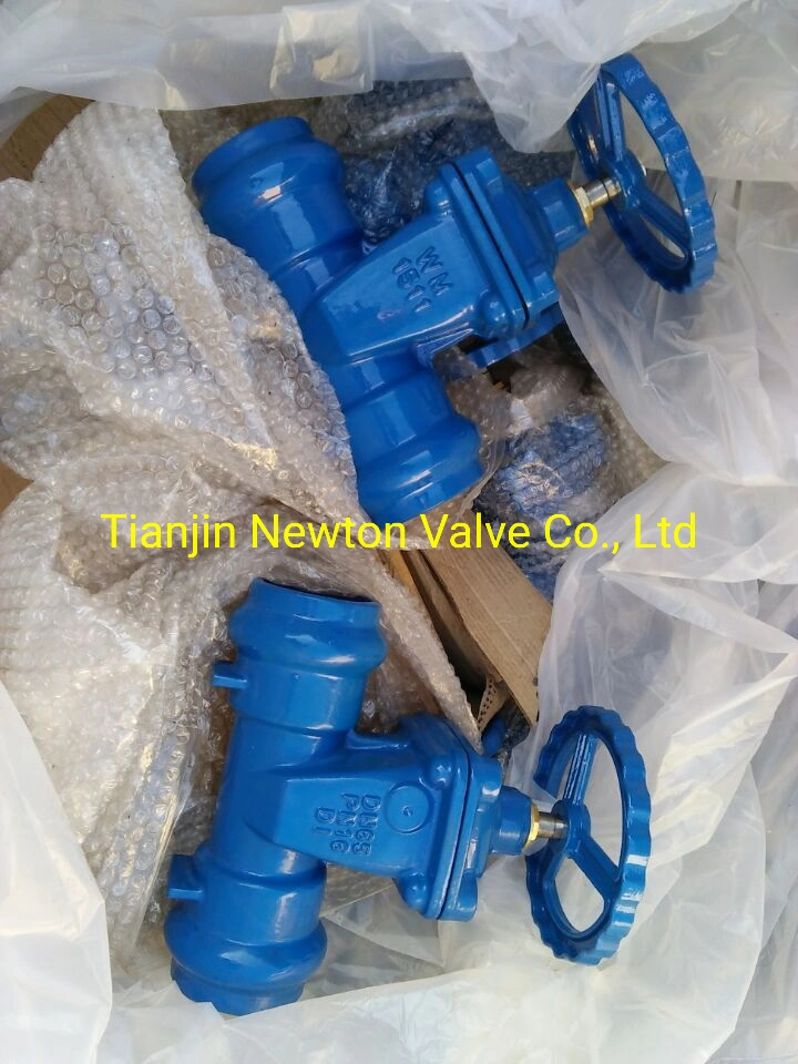 SABS 663 664 DIN3202 F5 Socket End Type Resilient Rubber Seat Seated Non-Rising Stem Gate Valve with Hand Wheel Head Square Cap for PE PVC HDPE Pipe