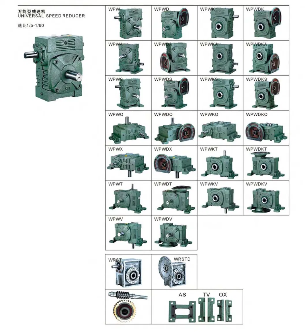 Wp Cast Iron Housing Worm Gear Single Speed Gearbox