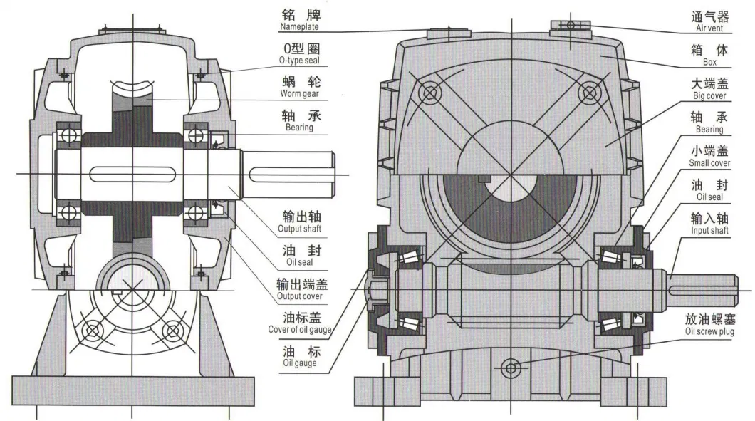 Wpka Horizontal Cast Iron Housing Universal Speed Reducer Worm Gearbox