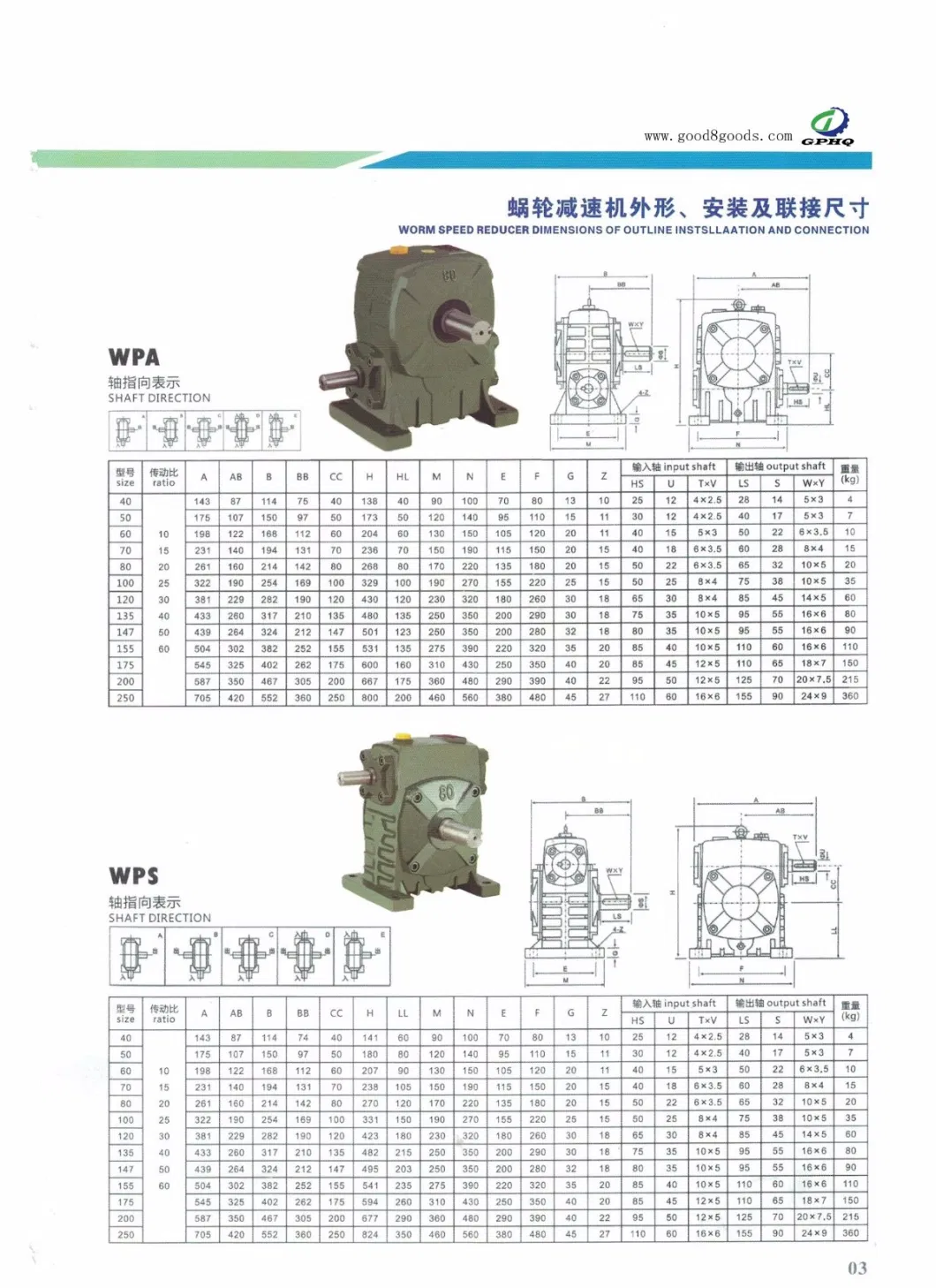 Wpa Worm Gearbox Worm Wheel Gearbox