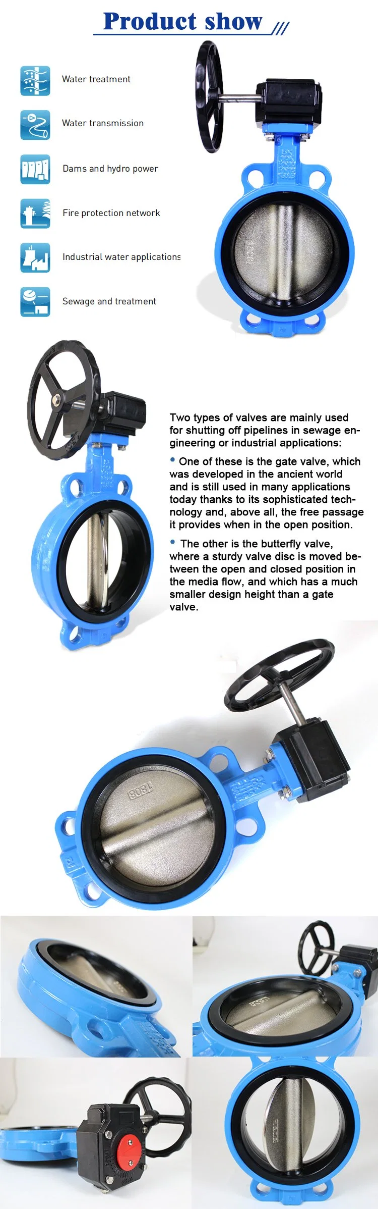 Gearbox Actuated DN40-DN600 Butterfly Valve for Irrigation