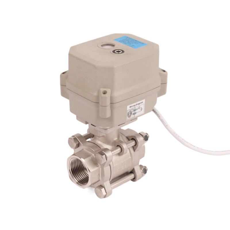 DN25 Ss 2 Way 24V 12V DC Mini Electric Motorized Water Shut off Control Flow Ball Valve with Manual Override Function