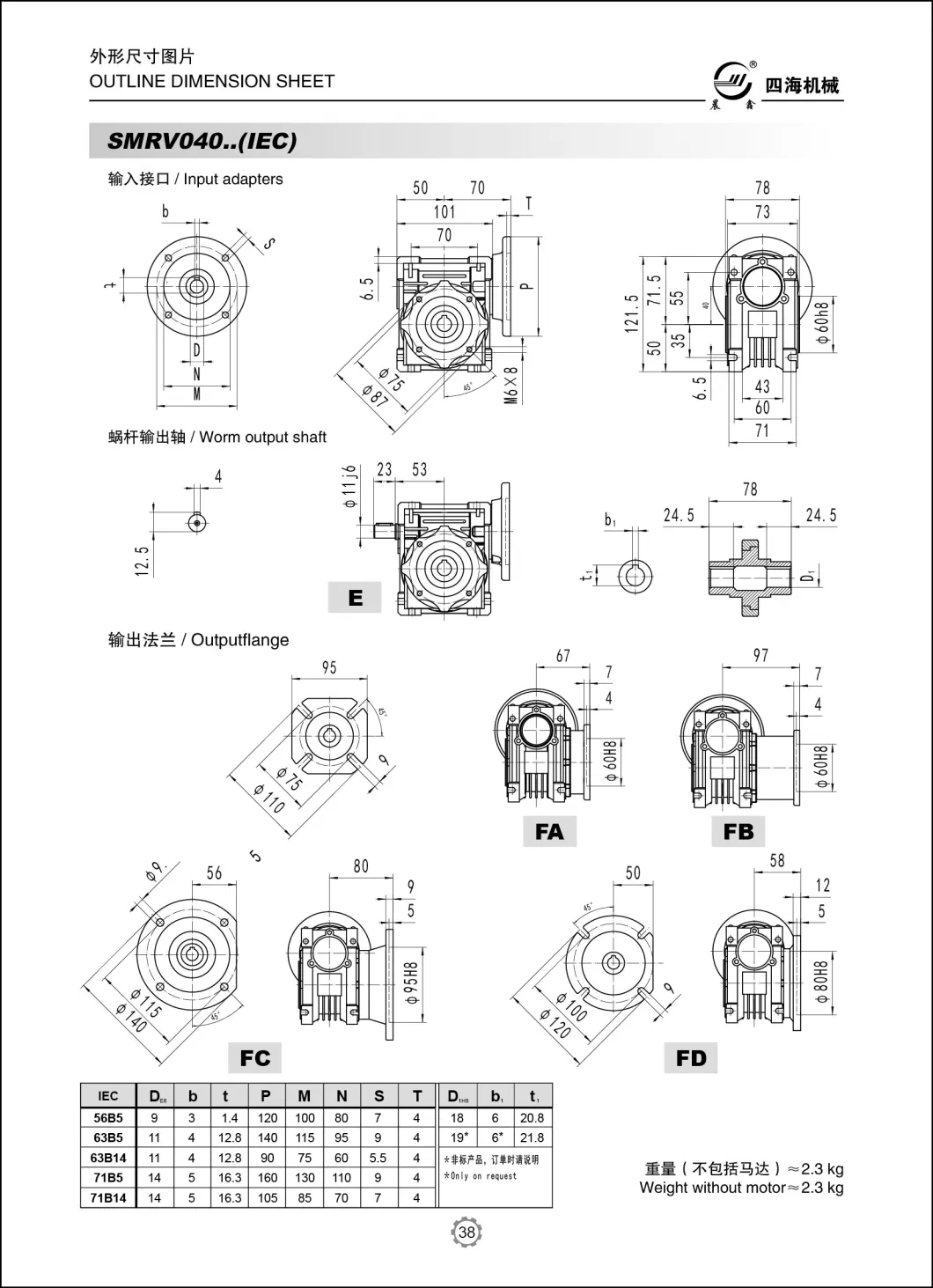 China Facory RV Worm Gear Electric Motor Speed Reducer Gearbox