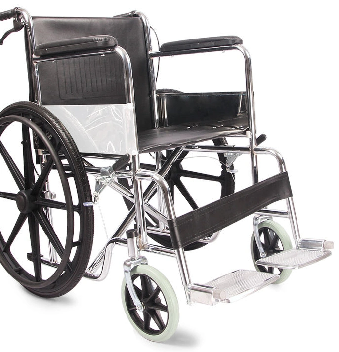 Folding Economy Manual Steel for Patient Home Care Elderly Mobility Wheelchair