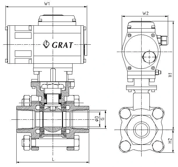 AC220V 2 Way Electric Ball Valve with Manual Override Compact Actuator