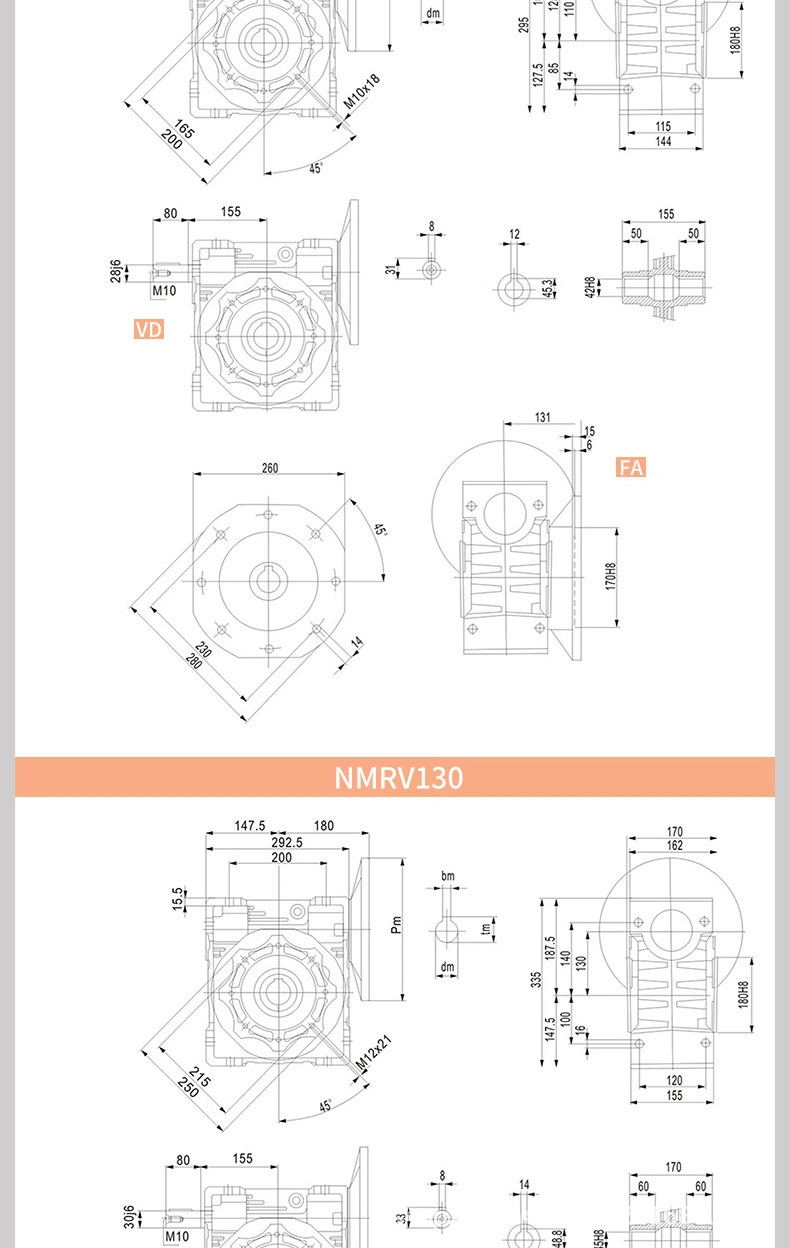 Aluminum Housing Transmission Reduction Speed Reducer Gear Wheel Drive Nmrv Nmrv050 030 063 040 Worm Gearbox