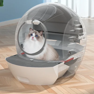 Contenitore per lettiere Cat autopulente automatico con capacità elevata di 65 l+9 l. Con tappetini e deflettore