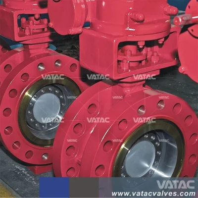 Valvola a farfalla in acciaio al carbonio con doppia flangia e doppio offset con ingranaggio C/W.