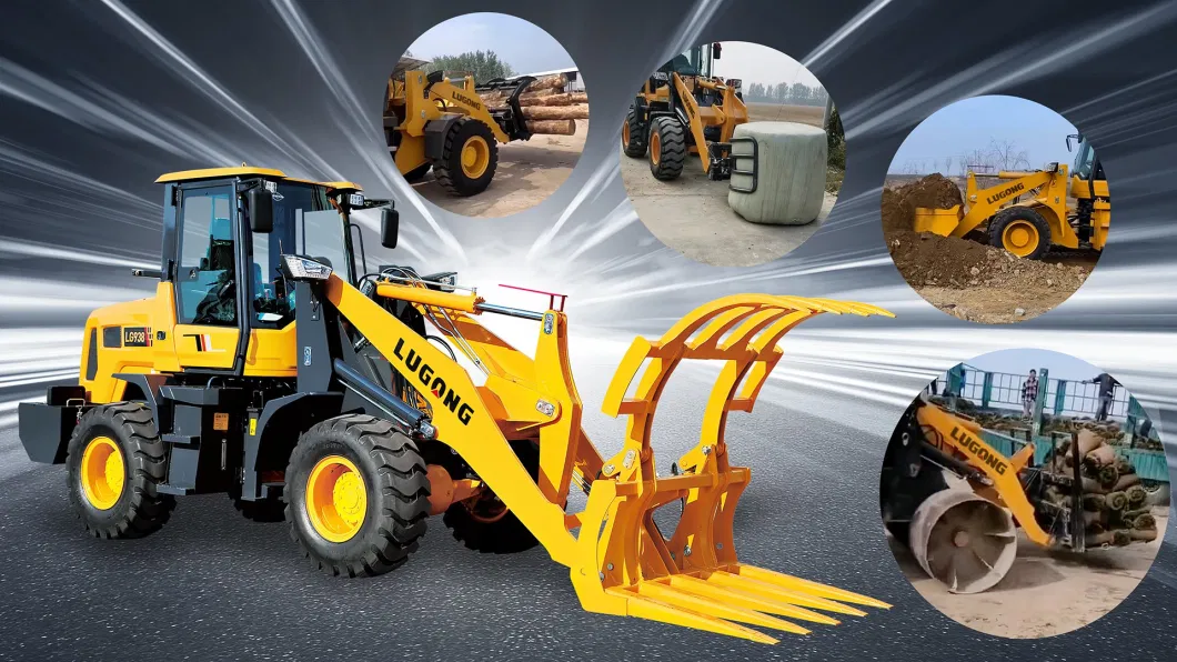 Wheel Loader with Snow Blower 2 Ton 4*4 Wheel Sugarcane Grab Loader