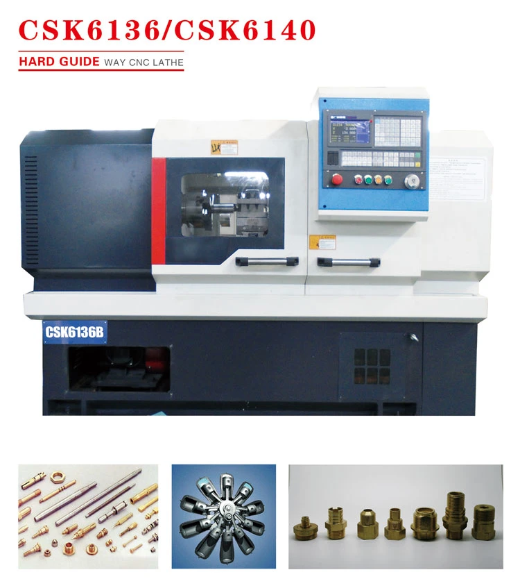 Frequency Conversion Stepless Speed Regulation Csk6136/Csk6140 Hard Guide Way CNC Lathe Machine with 4 Station Electric Knife Holder